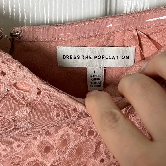 Dress The Population River Lace Off The Shoulder Blush Midi Dress L - Picture 8 of 8